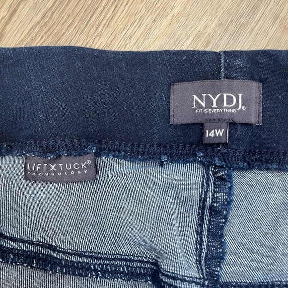 NYDJ Dark Blue Denim Wide Leg Flare Jeans - Picture 4 of 8